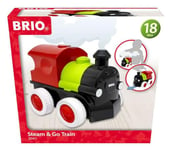 BRIO Push & Go Battery Powered Steaming Toy Train for Toddlers Age 18 Months Up - Safe to Touch Steam