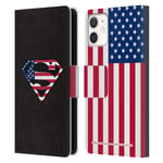Head Case Designs Officially Licensed Superman DC Comics U.S. Flag 2 Logos Leather Book Wallet Case Cover Compatible With Apple iPhone 12 Mini