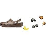 Crocs Unisex's Classic Clog, Chocolate, 12 UK Unisex's Get Swole 5 Pack Shoe Charms, Multicolor, One Size