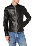 Armani Exchange Men's Eco-Leather Blouson Bomber Jacket, Black, Large