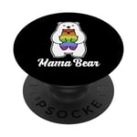 Mama Bear Rainbow Pride Gay Flag LGBT Mom Ally Women Gift PopSockets Swappable PopGrip