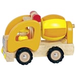 Goki Large Cememt Mixer Wood Push Along Vehicle Yellow Chidrens Kids Toy Car