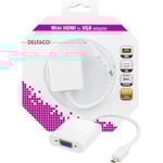 Deltaco mini HDMI till VGA-adapter, 0,2m, vit