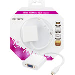 Deltaco mini HDMI till VGA-adapter, 0,2m, vit