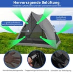 Pop up-tält för 2-3 personer 360° enkelsidigt genomskinligt familjetält 225 x 145 x 161 cm grått