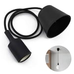 Hängande lampa med sockel, E27 sockelbas silikon hängande lamphållare med sladd (utan glödlampa) svart Black