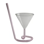 Hemoton Wine Glasses Stemware Creative Martini Glass Spiral Goblet with Drinking Tube Straw Cocktail Wedding Toasting Flutes(Pink)