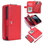 Apple iPhone 12/12 Pro Zipper Wallet Case Red