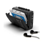 Panda 6501 Bärbar Kassettbandspelare AM/FM Radio Retro Walkman Bandspelare med Högtalare Black