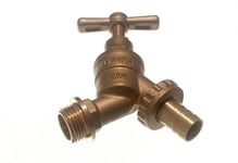 BOX OF 2 - BRASS OUTDOOR TAP WITH HOSE CONNECTOR 6G1