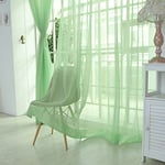 AFUT Pure Color Voile Window Net Voile Curtain Panels For Living Room,Office;100CM X 200CM(Green)