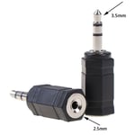 XEjU 2Pcs 3.5mm male to 2.5mm female stereo audio mic plug adapter mini jack cable