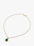 Monica Vinader Oval Onyx Bezel Pendant Necklace, Gold/Green