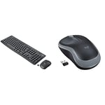 Logitech MK295 Wireless Mouse & Keyboard Combo - Black & M185 Wireless Mouse, 2.4GHz with USB Mini Receiver, 12-Month Battery Life, 1000 DPI Optical Tracking, Ambidextrous - Grey