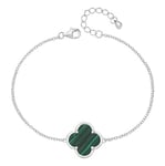 James Moore TH G2717 SILVER RHODIUM MALACHITE CLOVER LEAF Jewellery