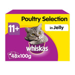 48 X 100g Whiskas 11+ Super Senior Cat Food Pouches Mixed Poultry In Jelly