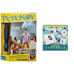 Mattel Games Pictionary Air, Family Board Game for Kids and Adults, Engaging Gift for Kids & Scrabble Travel Game, Portable and Compact, 2-4 Players, Includes Playing Board
