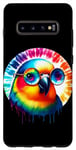 Coque pour Galaxy S10+ Cool Tie Dye Inséparable Lunettes de soleil Oiseau Illustration Art