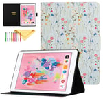 New iPad 2017/2018 9.7 Inch Case, iPad Air 2/1 Cover, Uliking Flower Pattern Skin Women Girls PU Leather Smart Case with Auto Sleep/Wake for Apple iPad 9.7" 5th and New 6th Generation, Small Floral