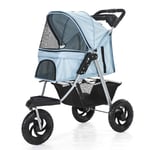 YGWL Pet Stroller,Foldable Dog Stroller,with Storage Basket Three Wheels,Mattress Included,for Cats and Dogs Up to 20KG,Blue