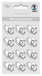 Ursus 56900001F Lot de 12 Mini Accessoires décoratifs avec Petits cœurs Blanc/argenté