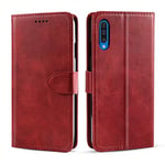 NOKOER Leather Case for Realme 6, Flip Cowhide PU Leather Wallet Cover, Card Holder Leather Protective Phone Case for Realme 6 - Red