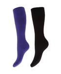 FLOSO Womens/Ladies Thermal Winter Wellington/Welly Boot Socks (2 Pairs) (Purple/Black) - Size UK 4-7