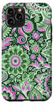 Coque pour iPhone 11 Pro Illustration de motif floral violet vert mode botanique