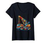 Womens Crane Truck Puzzle Kids Toddler Boys Autism Awareness V-Neck T-Shirt