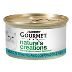 Purina Gourmet Nature's Creations Nourriture Humide pour Chat, Riche en Thon, Garni de tomates et de Riz, 24 boîtes de 85 g