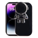 iPhone 14 Pro Fleksibelt Plast Deksel med 3D Astronautfigur og Kamerabeskyttelse - Svart / Gull