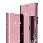 Boleyi Mirror Case for Oppo Find X2 Pro/Oppo Find X2, Mirror Plating Flip Case With sleep/wake function, Folding Kickstand Stand, Flip Shockproof Case for Oppo Find X2 Pro -Rose gold