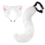 Halloween COS simulering räv plysch svans kläder tillbehör djur svans katt öra hår rosett huvudbonader White