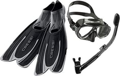 Cressi Agua Fins for Diving and Snorkelling, EU 37/38 (UK 4/4.5) with Marea, Adult Snorkelling and Diving Mask, and Dry Snorkel