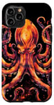 Coque pour iPhone 11 Pro Kraken une pieuvre avec des tentacules de feu et de flammes