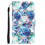 LEMAXELERS PU Leather Flip Cover for Samsung Galaxy A72 5G Case,Glitter Marble Magnetic Closure Full Protection Wallet Flip with Card Slots Kickstand Cover for Galaxy A72 5G Case,YB Marble Blue Green