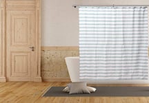 Home Maison Shower Curtain, White-Aqua, 72x72