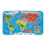 Janod - Puzzle Carte du Monde Magnétique en Bois - 92 Pièces Aimantées - 70 x 43 cm - Version Espagnole - Jeu éducatif dès 7 ans, J05503