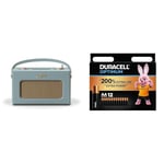 Roberts Revival RD70DE FM/DAB/DAB+ Digital Radio with Bluetooth - Duck Egg & Duracell Optimum AA Batteries (12 Pack) - Alkaline Batteries 1.5V - Up To 200% Extra Life or Extra