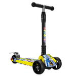Mzl Toddler Scooter,Children'S Graffiti Scooter, Folding Four-Wheel Scooter, Suitable For 3-14 Years Old, Height Adjustable, Smart Music-1101_54*25*（58-75） CM