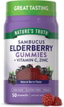 NATURE'S TRUTH Sambucus Black Elderberry, Natural Berry Flavor, 50 VEGAN Gummies