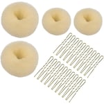 Hårnät, 4 st enkla bullar för hår, munkbullar (beige)