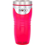 BruGo Leak Proof Travel Mug with Built-in Temperature Control Chamber. Double-Wall Insulated Travel Cup - Perfect for Tea or Coffee Lovers - Retro Colour (Flamingo Pink)