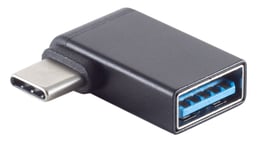 USB-C OTG adapter - USB-C han / USB-A 3.0 hun - Vinklet - Sort