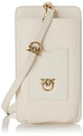Pinko Phone Folder Veau Souple, Accessoire de Voyage -Cache-Cou Femme, Z14q_Blanc Soie-Antique Gold, U