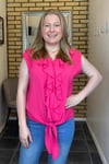 Chica London Hilda V-ringad Blus Volang Dam New Cerise