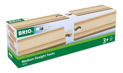BRIO World Medium Straights Wooden Train Track for Kids Age 3 Years Up - Add On Railway Accessory