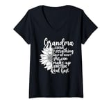 Womens Mother's Day Funny Grandma Can Make Up Something Real Fast V-Neck T-Shirt