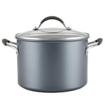 Circulon Scratch Defense Stock Pot with Lid 24cm - 7.6L Induction Stock Pot with Extreme Non Stick, Dishwasher & Oven Safe Cookware, Graphite Pewter Finish