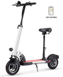 Foldable Electric Scooter with Detachable Seat,Up to 93.2 Miles Long-Range Battery,Up to 31 MPH,APP Control,Portable and Folding Adults Electric Scooter for Short Daily Commutes and Trips,White